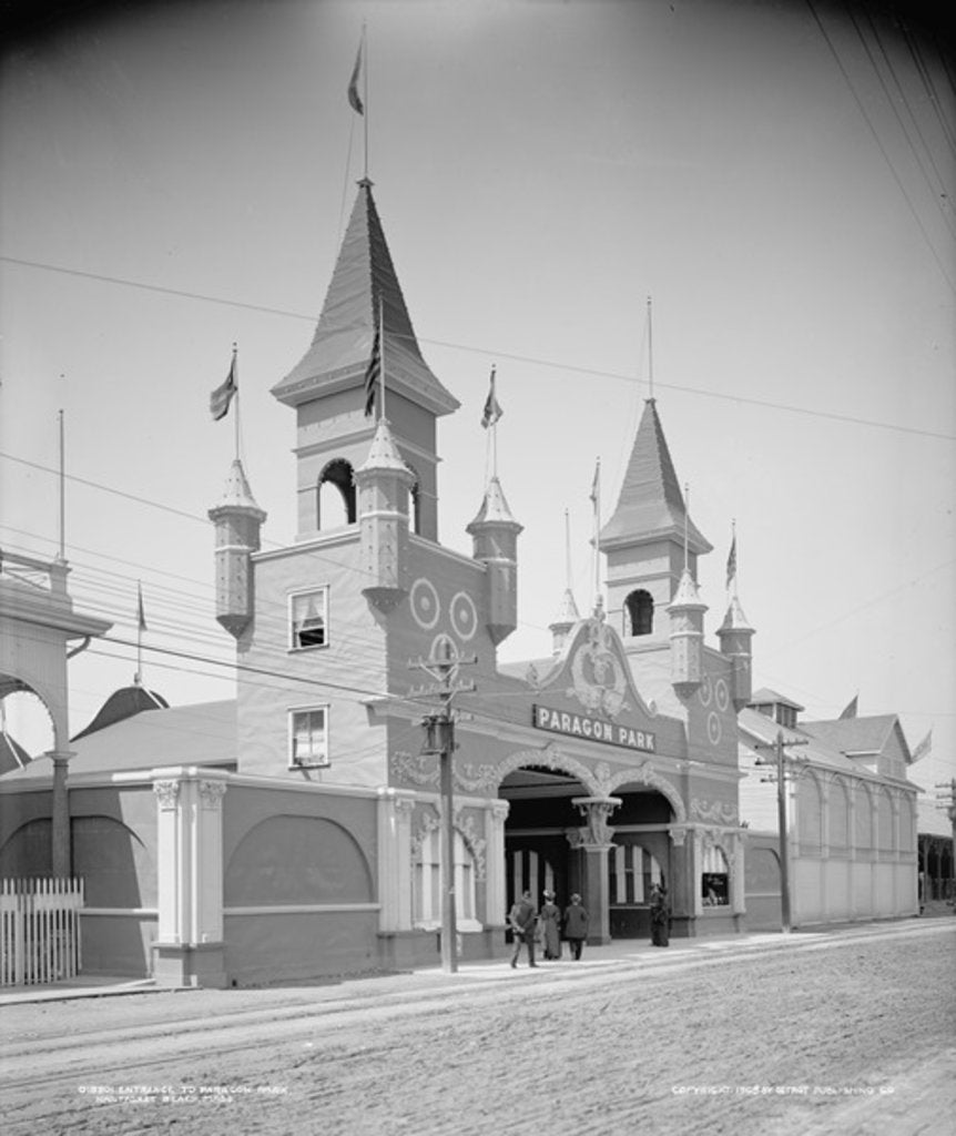Detail of Entrance to Paragon Park, Nantasket Beach, c.1905 by Detroit Publishing Co.