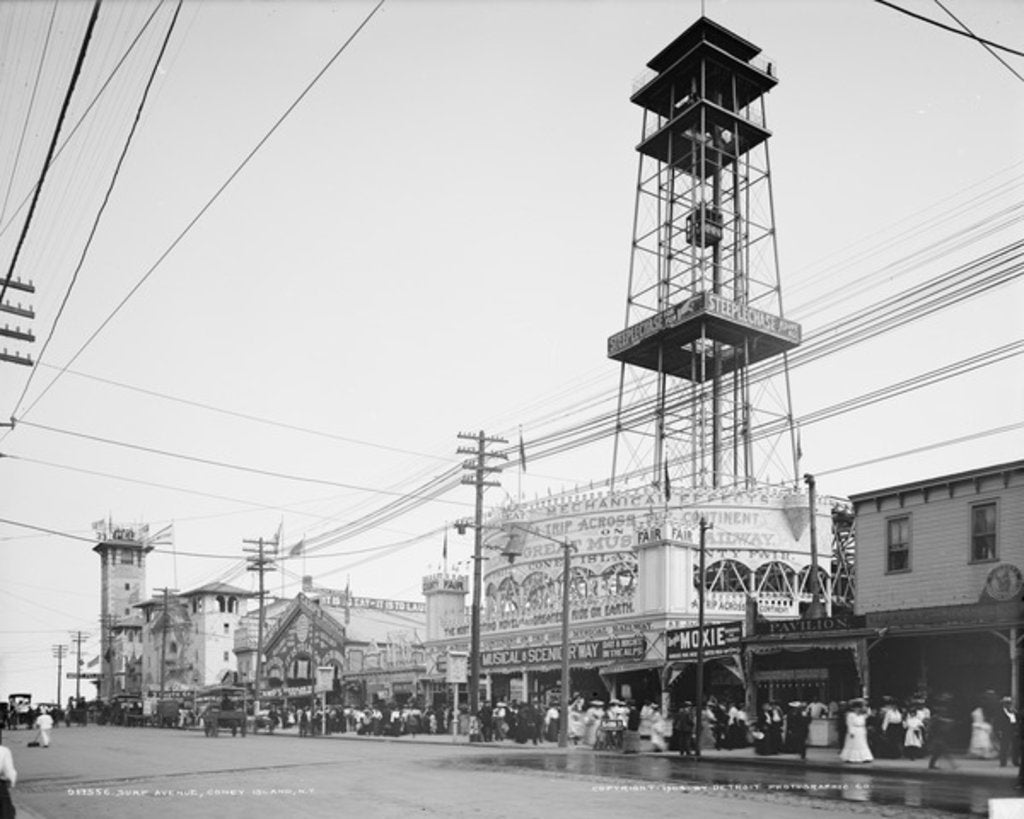 Detail of Surf Avenue, Coney Island, c.1904 by Detroit Publishing Co.