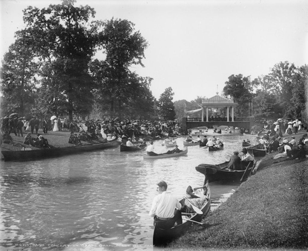 Detail of Band concert on Grand Canal, Belle Isle Park, 1903-20 by Detroit Publishing Co.