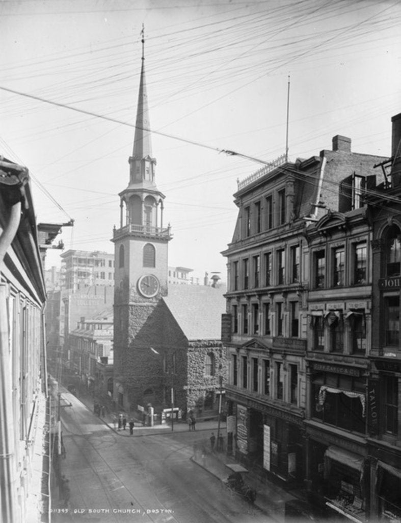 Detail of Old South Church, Boston, 1890-1899 by Detroit Publishing Co.