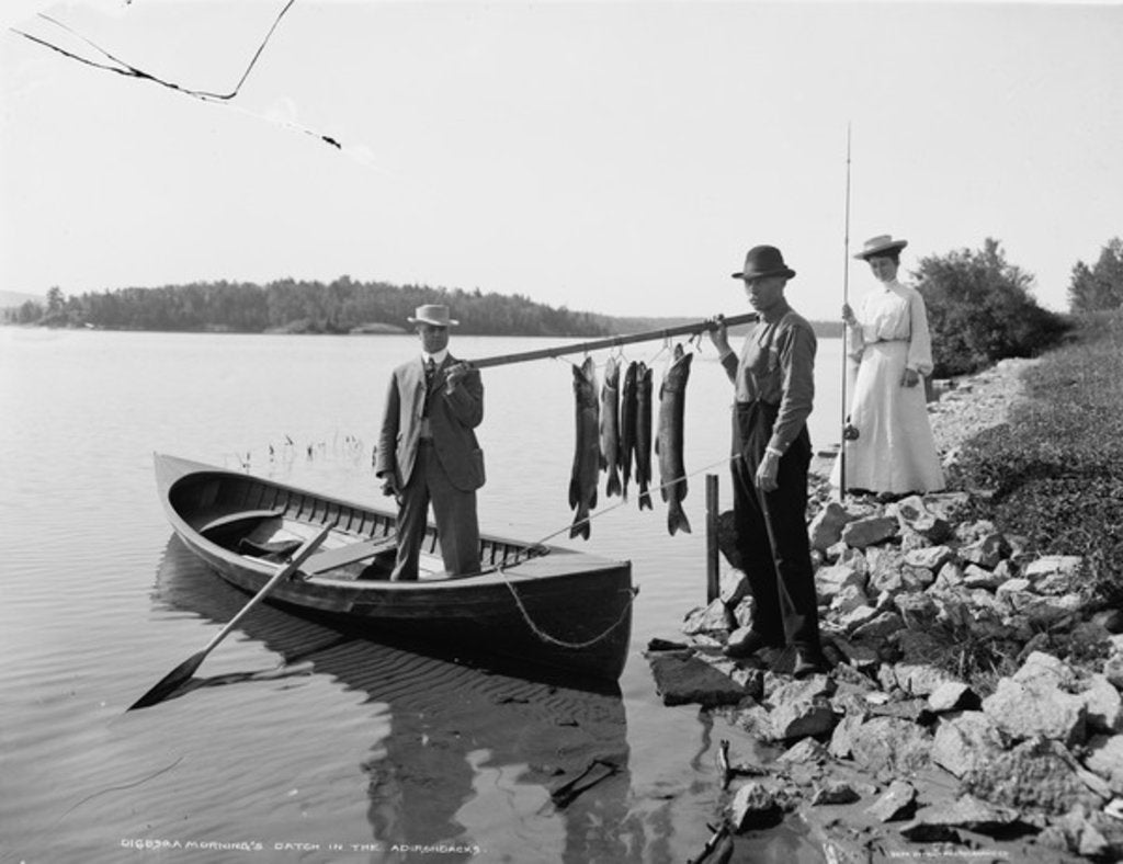 Detail of A Morning's catch in the Adirondacks, c.1903 by Detroit Publishing Co.
