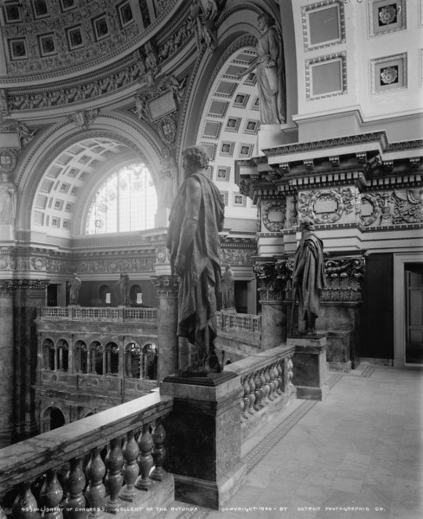 Detail of Library of Congress, gallery of the Rotunda, c.1900 by Detroit Publishing Co.