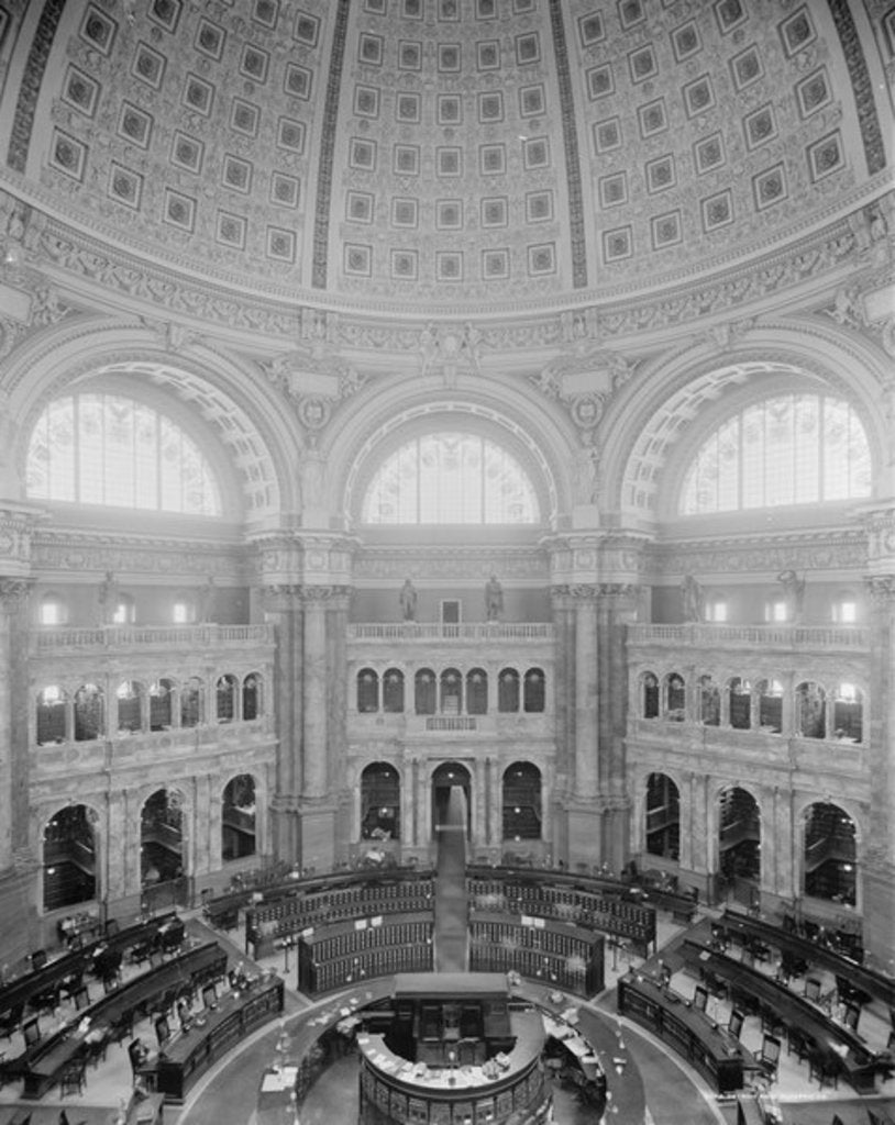 Detail of Reading Room rotunda, Library of Congress, Washington, D.C., c.1904 by Detroit Publishing Co.