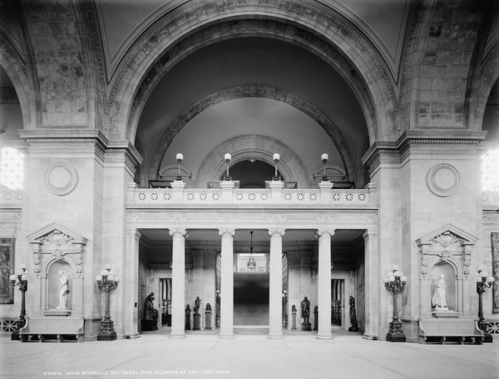 Detail of Main stairway, Metropolitan Museum of Art, New York, c.1902-10 by Detroit Publishing Co.