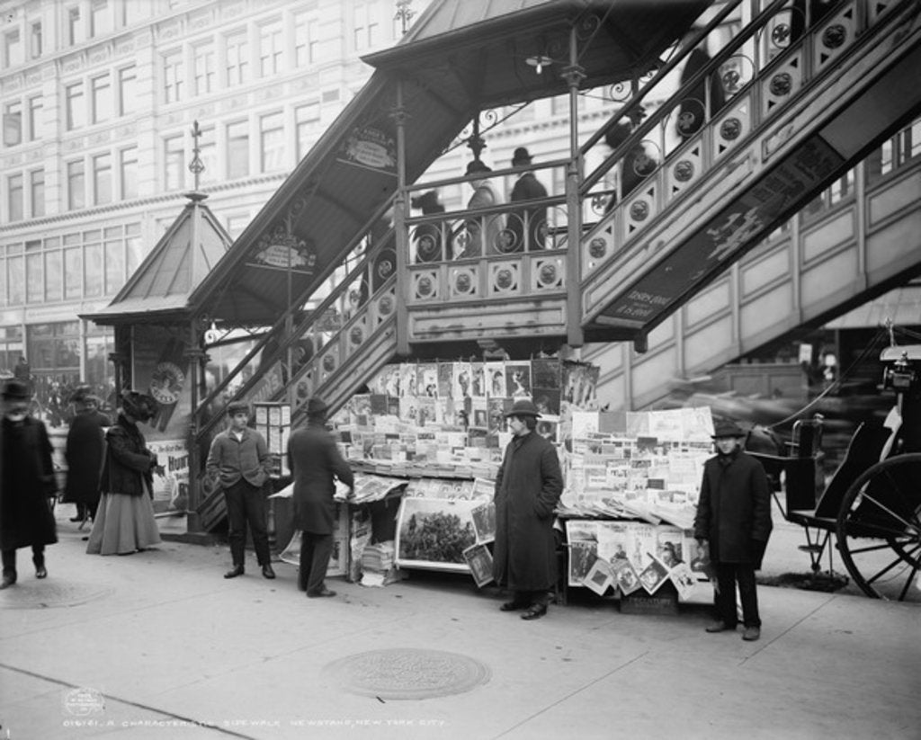Detail of A characteristic sidewalk newsstand, New York City, c.1903 by Detroit Publishing Co.