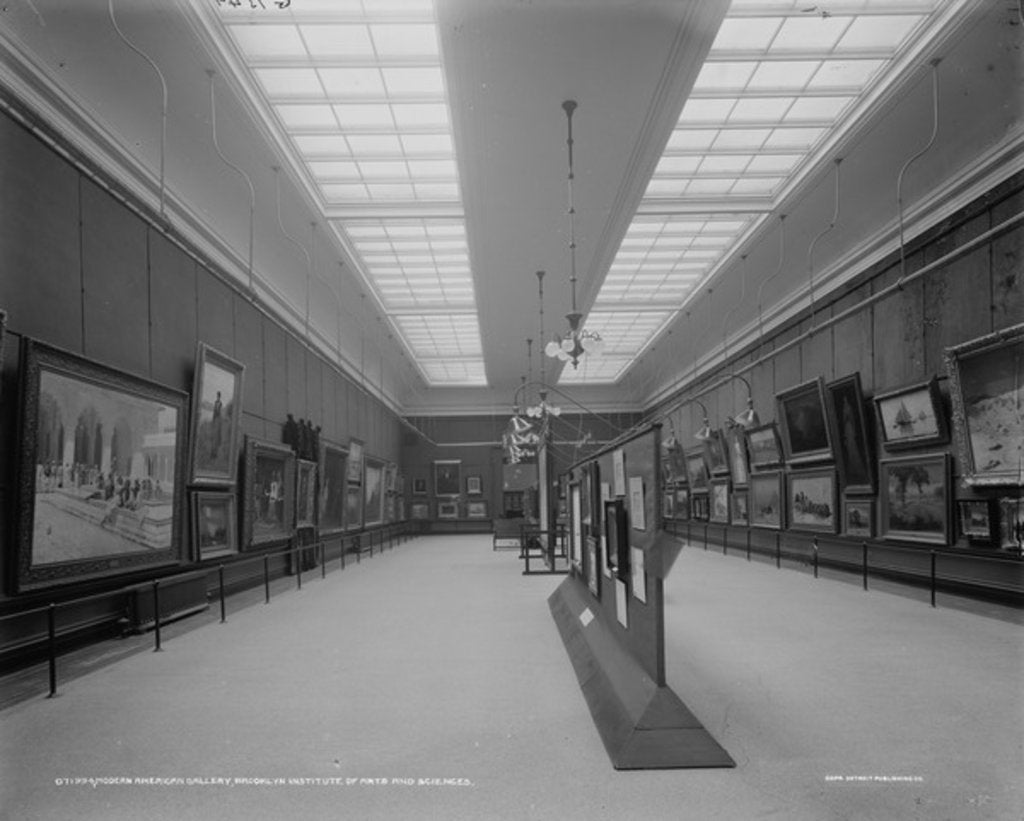 Detail of Modern American gallery, Brooklyn Institute of Arts and Sciences, c.1905-15 by Detroit Publishing Co.