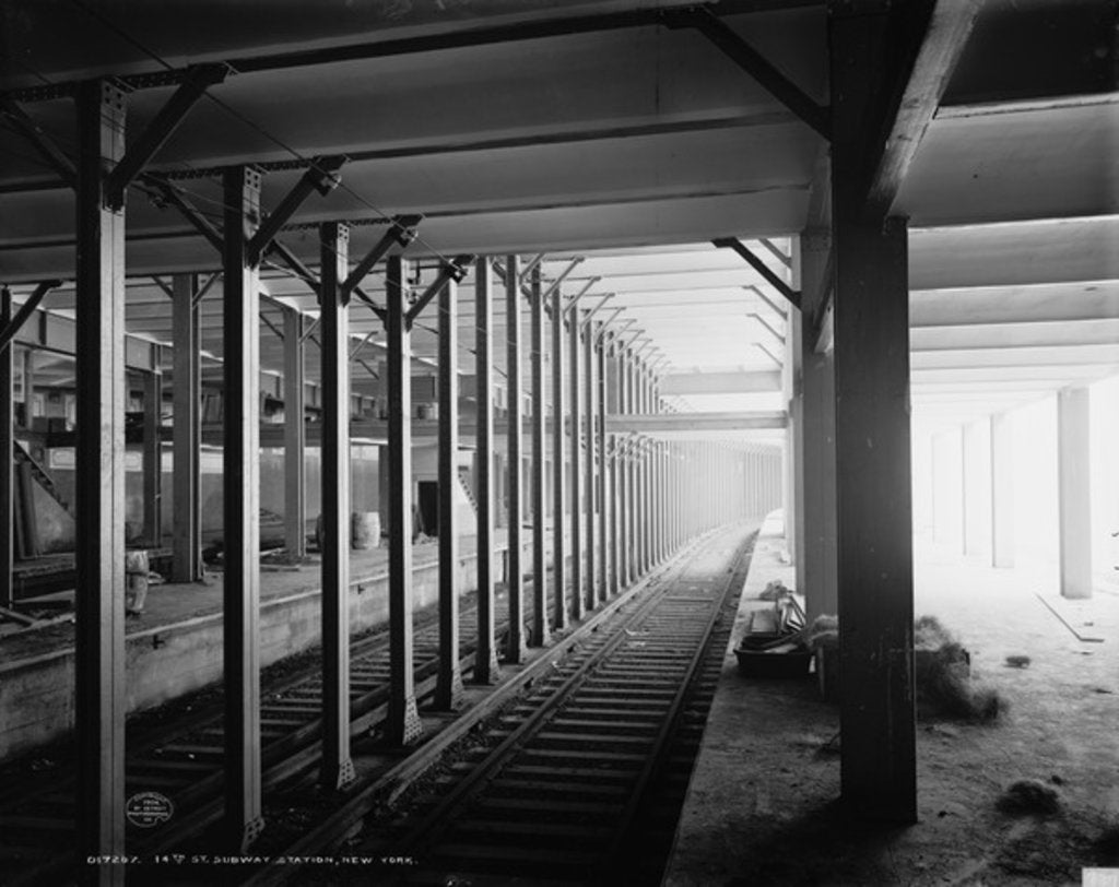 Detail of 14th St. subway station, New York, c.1904 by Detroit Publishing Co.