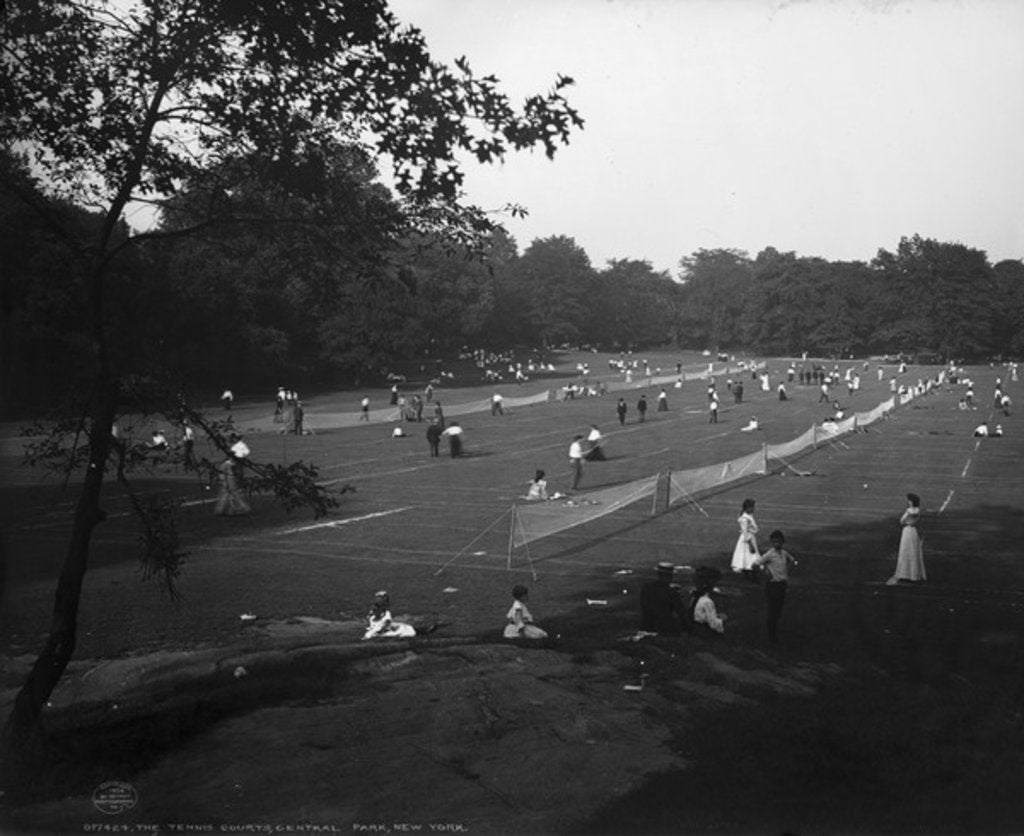Detail of The Tennis courts, Central Park, New York, c.1904 by Detroit Publishing Co.