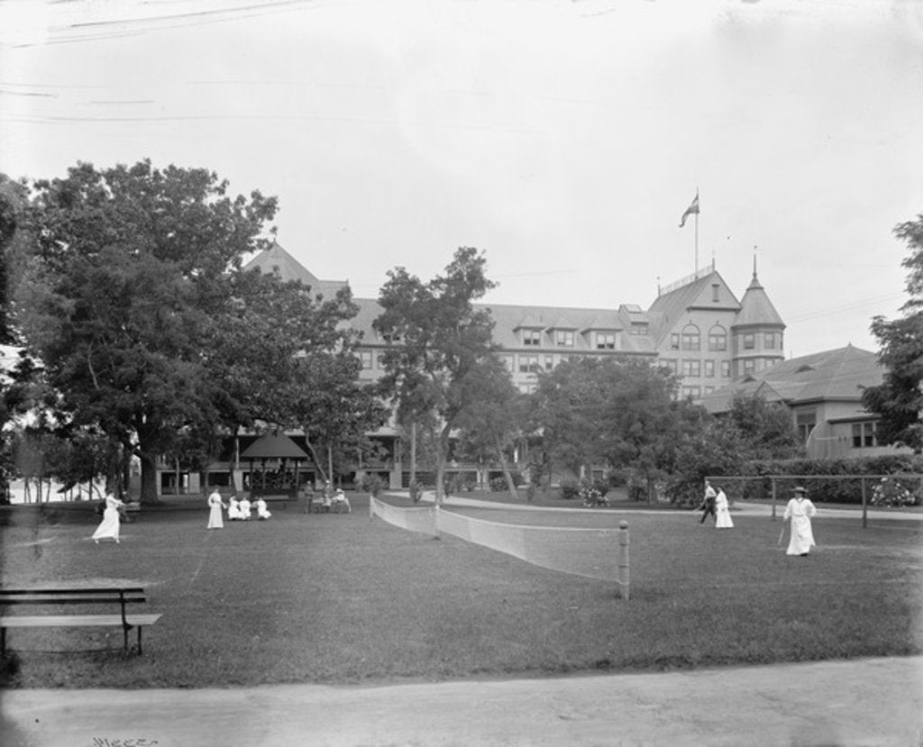 Detail of Manhasset, tennis at Manhanset House, Shelter Island, N.Y., c.1904 by Detroit Publishing Co.