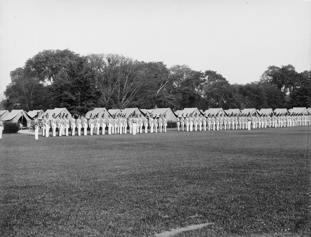 Detail of Dress parade, sunset gun and colors, West Point, New York, c.1905 by Detroit Publishing Co.