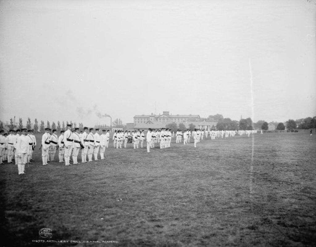 Detail of Artillery drill, U.S. Naval Academy, Annapolis, Maryland, c.1903 by Detroit Publishing Co.