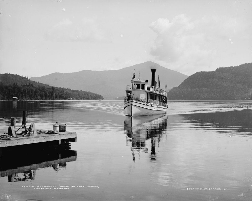 Detail of Steamboat Doris on Lake Placid, Adirondack Mountains, c.1902 by Detroit Publishing Co.