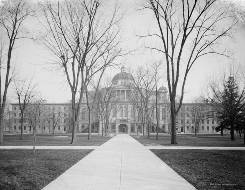 Detail of University Hall, University of Michigan, c.1905 by Detroit Publishing Co.