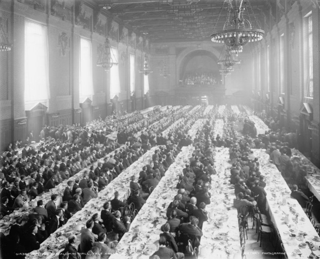 Detail of Banquet in Alumni Hall [i.e., University Commons], Yale College, Connecticut, c.1900-06 by Detroit Publishing Co.