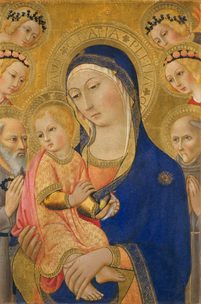Detail of Madonna and Child with Saint Jerome, Saint Bernardino, and Angels, c.1460-70 by Sano di also Ansano di Pietro di Mencio Pietro