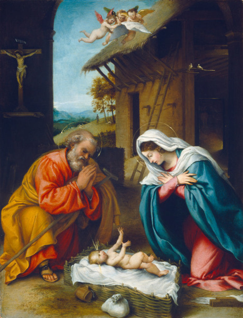 Detail of The Nativity, 1523 by Lorenzo Lotto