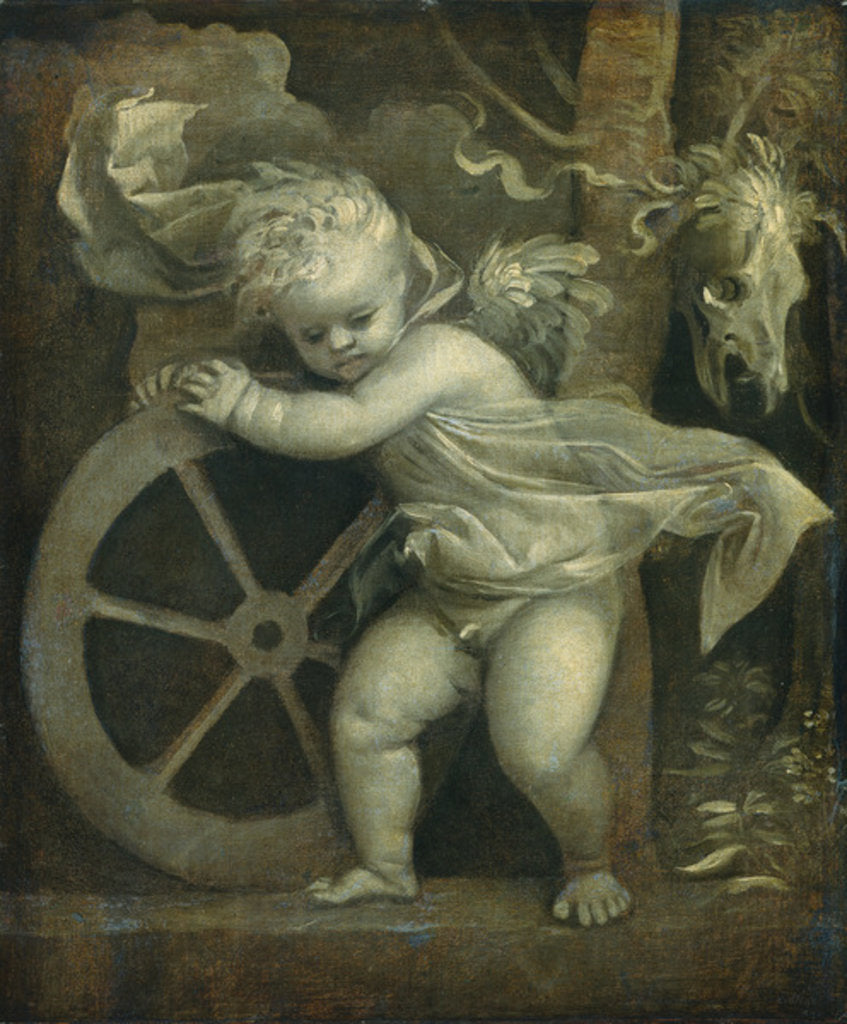 Detail of Cupid with the Wheel of Fortune, c.1520 by Titian (c.1488-1576)