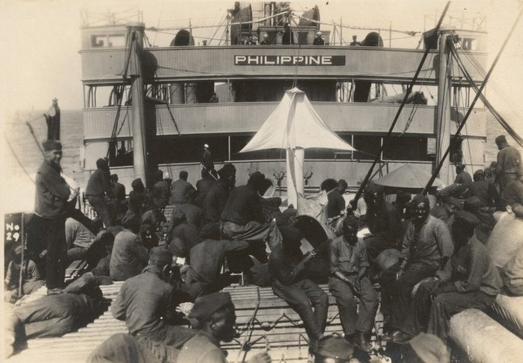 Detail of Pioneer Infantry Battalion on the troop ship U.S.S. Philippine from Brest harbor, France, July 18, 1919 by American Photographer