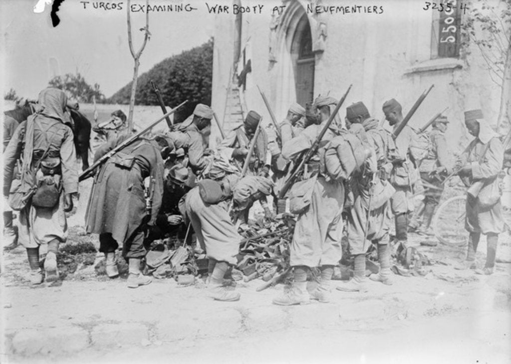 Detail of Turcos Examining War Booty at Neufmentiers, 1914 by French Photographer