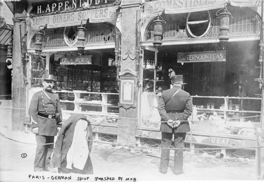 Detail of Paris, German shop smashed by mob, 1914 by French Photographer