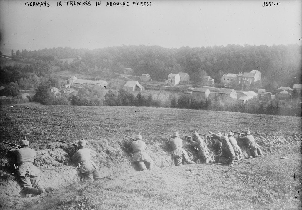 Detail of Germans in trenches in Argonne Forest, 1914-15 by German Photographer