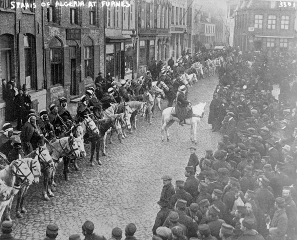 Detail of Spahis of Algeria at Furnes, 1914-15 by Photographer Belgian