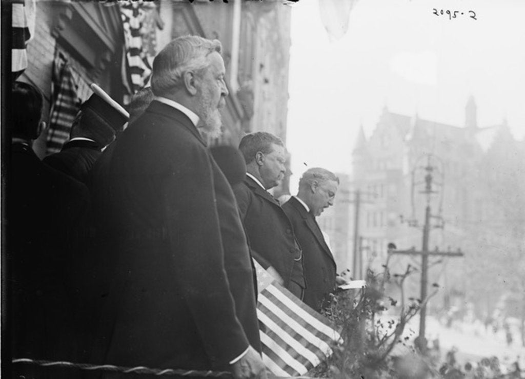 Detail of Theodore Roosevelt overlooking a street by Anonymous