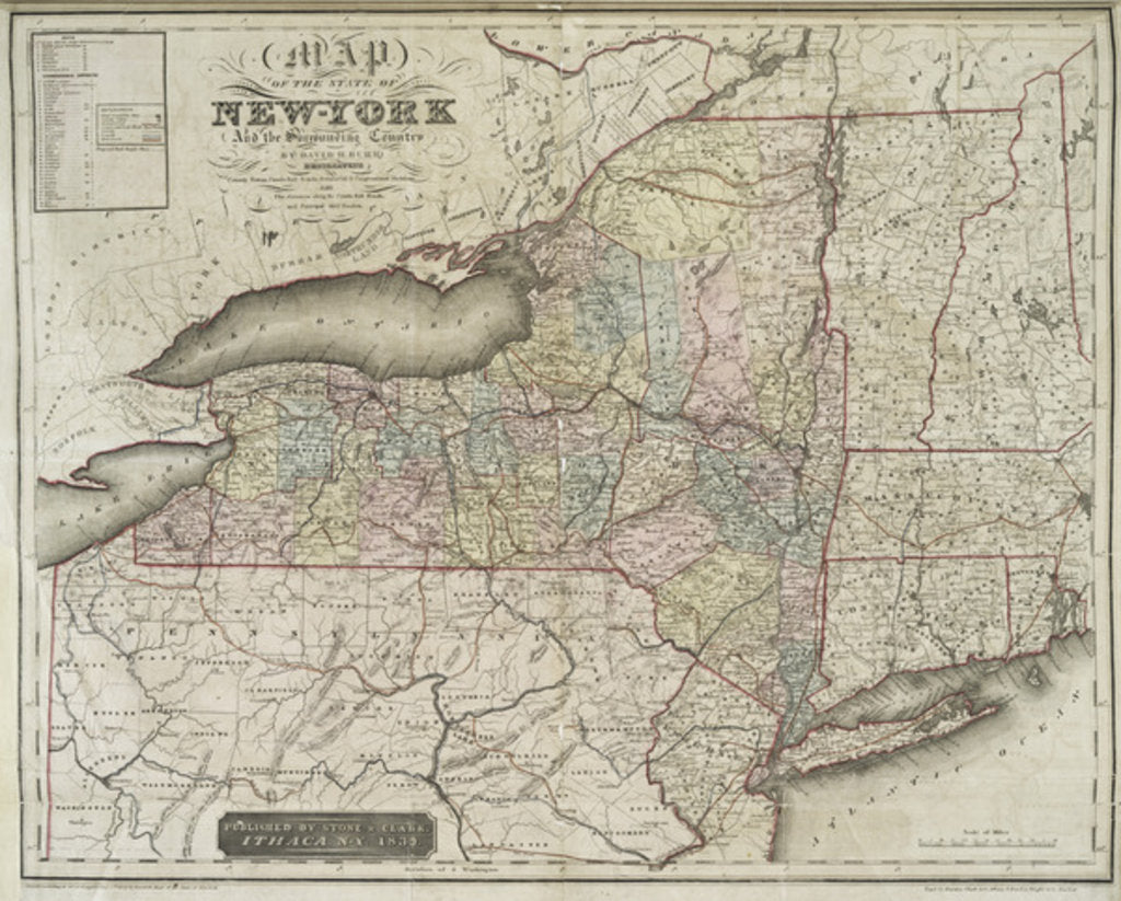 Detail of Map of the state of New-York and the surrounding country by David H. Burr, 1839 by Anonymous