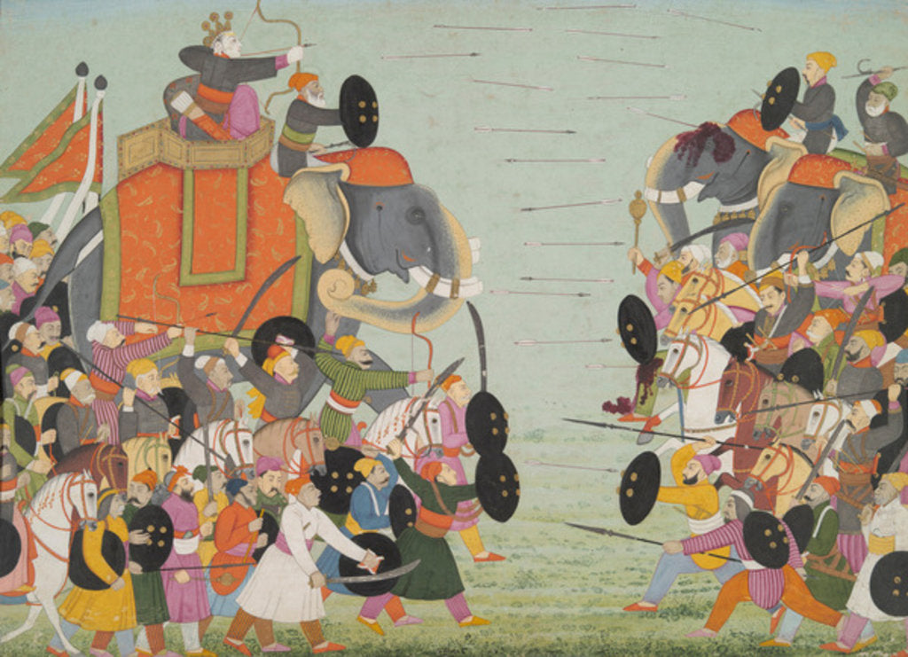 Detail of Illustration from a Bhagavata Purana Series, Book 10, Battle Between Balarama and Jarasandha, 1760-65 by School Mughal