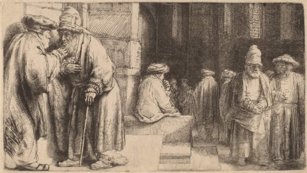 Detail of Jews in the Synagogue, 1648 by Rembrandt Harmensz. van Rijn