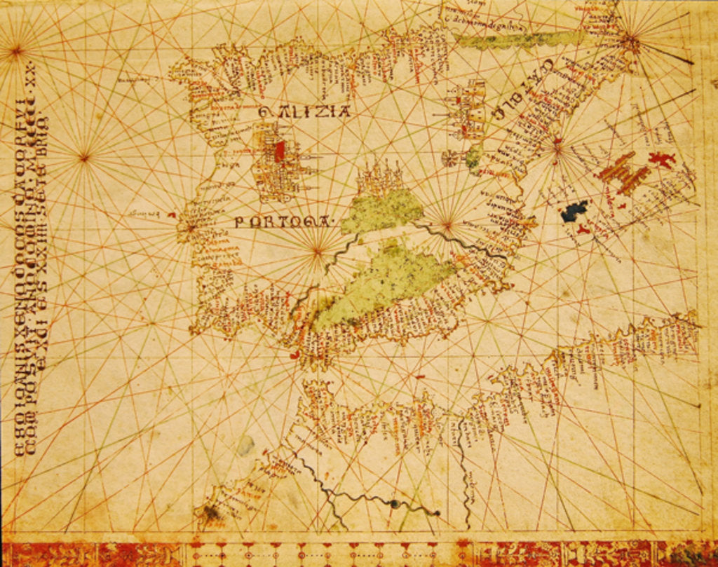 Detail of The Iberian Peninsula and the north coast of Africa by Giovanni Xenodocus da Corfu