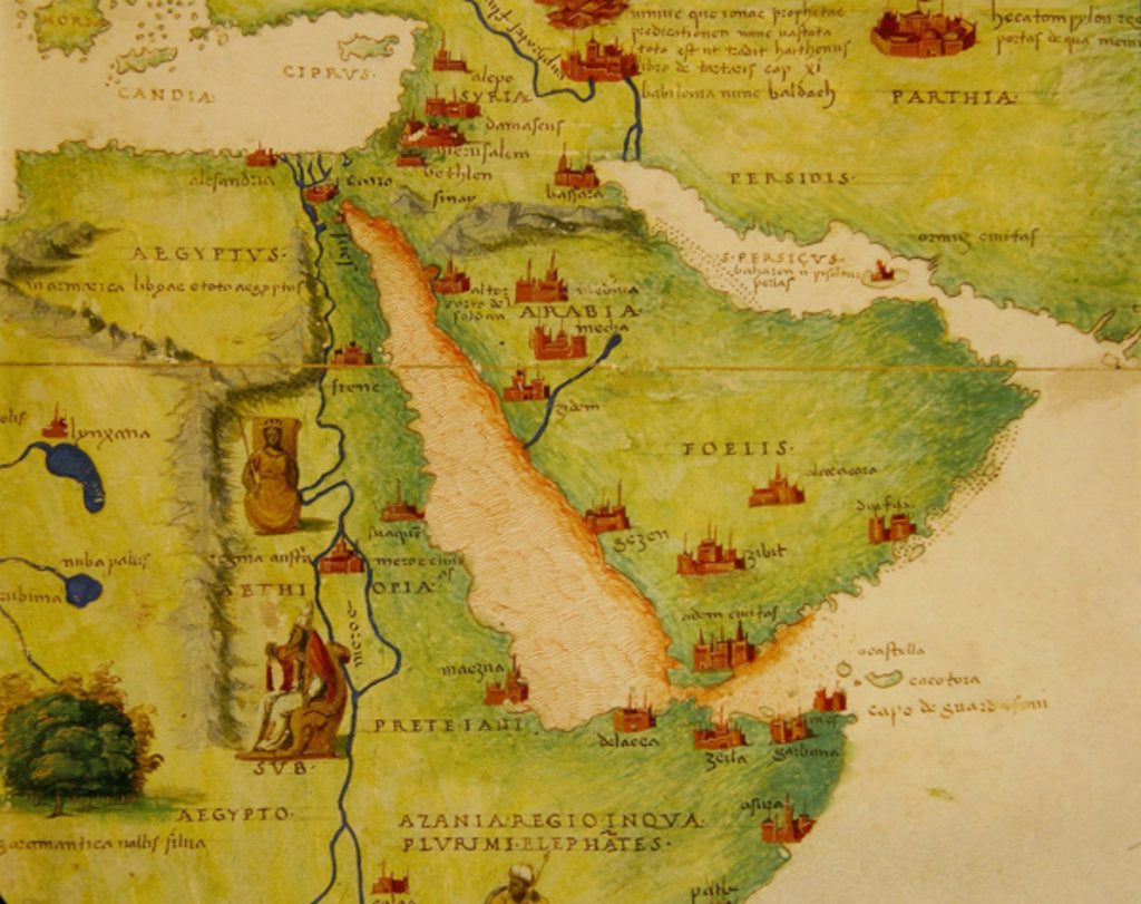 Detail of Ethiopia, the Red Sea and Saudi Arabia by Battista Agnese