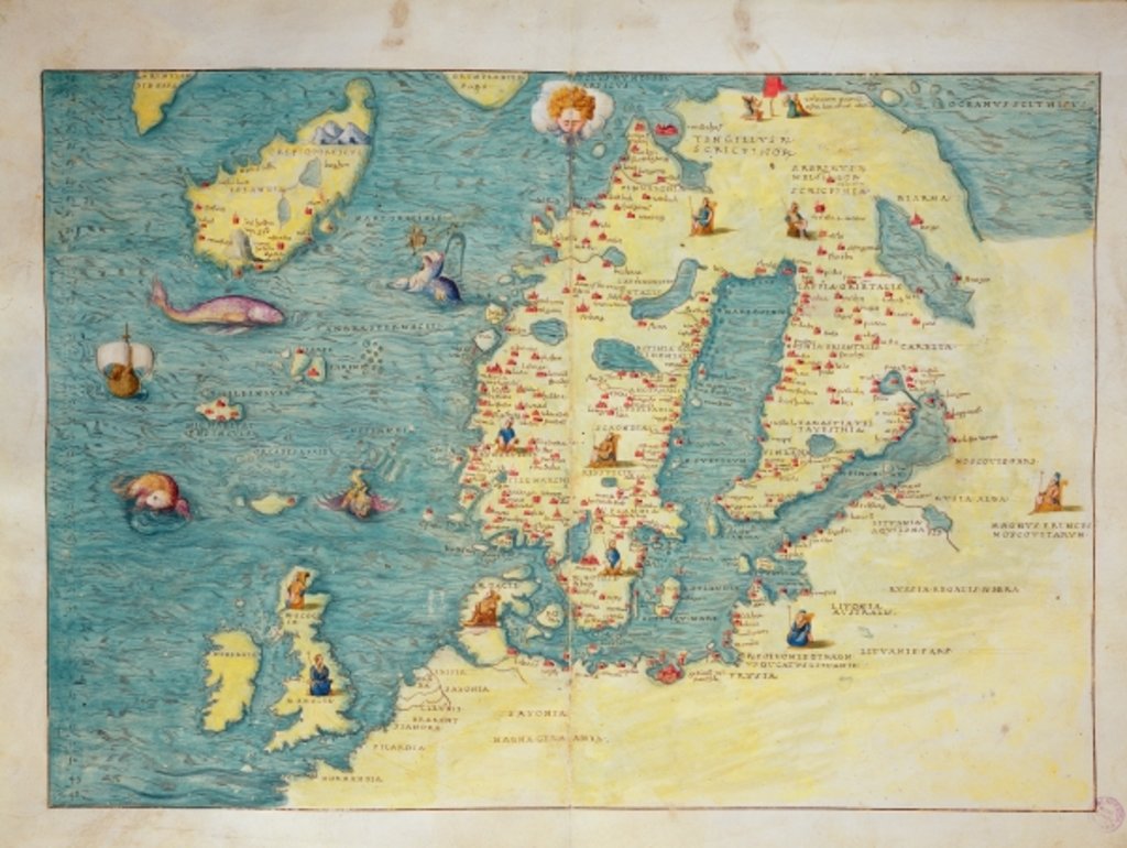 Detail of Northern Europe, from an Atlas of the World in 33 maps, Venice, 1st September 1553 by Battista Agnese