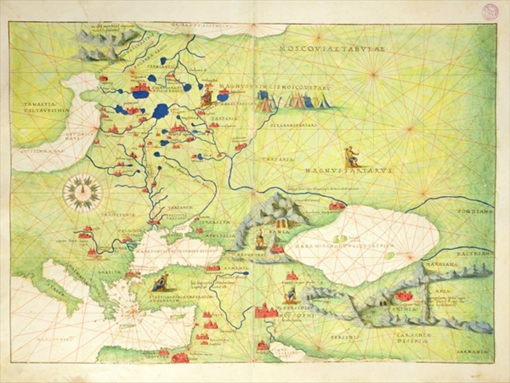 Detail of Europe and Central Asia, from an Atlas of the World in 33 Maps, Venice, 1st September 1553 by Battista Agnese