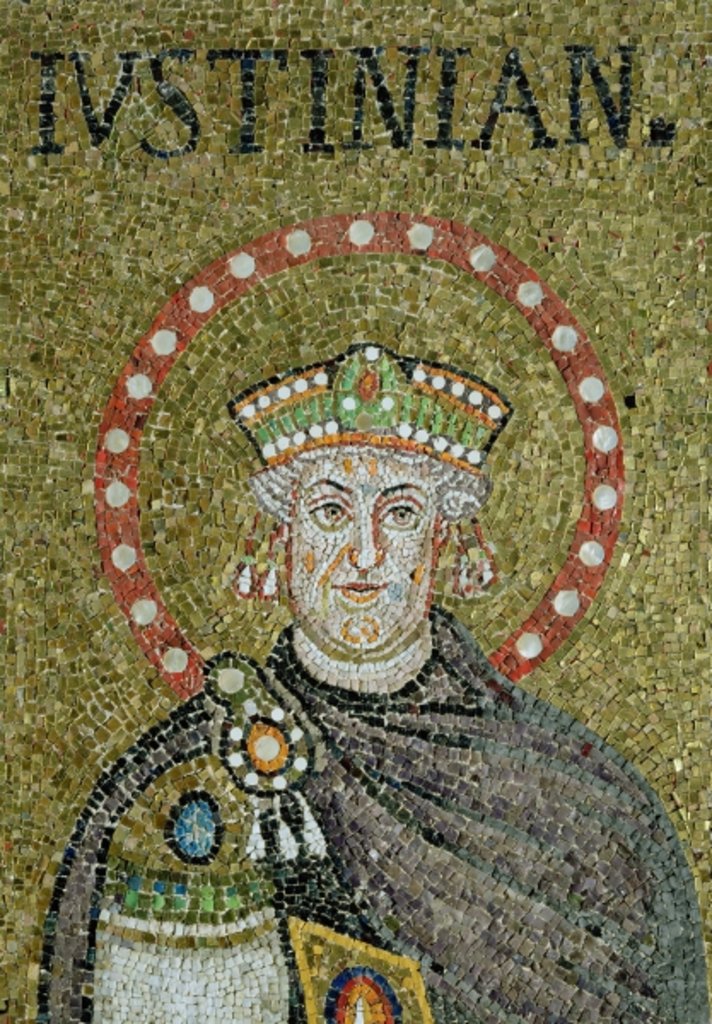 Detail of The face of Justinian by Byzantine School