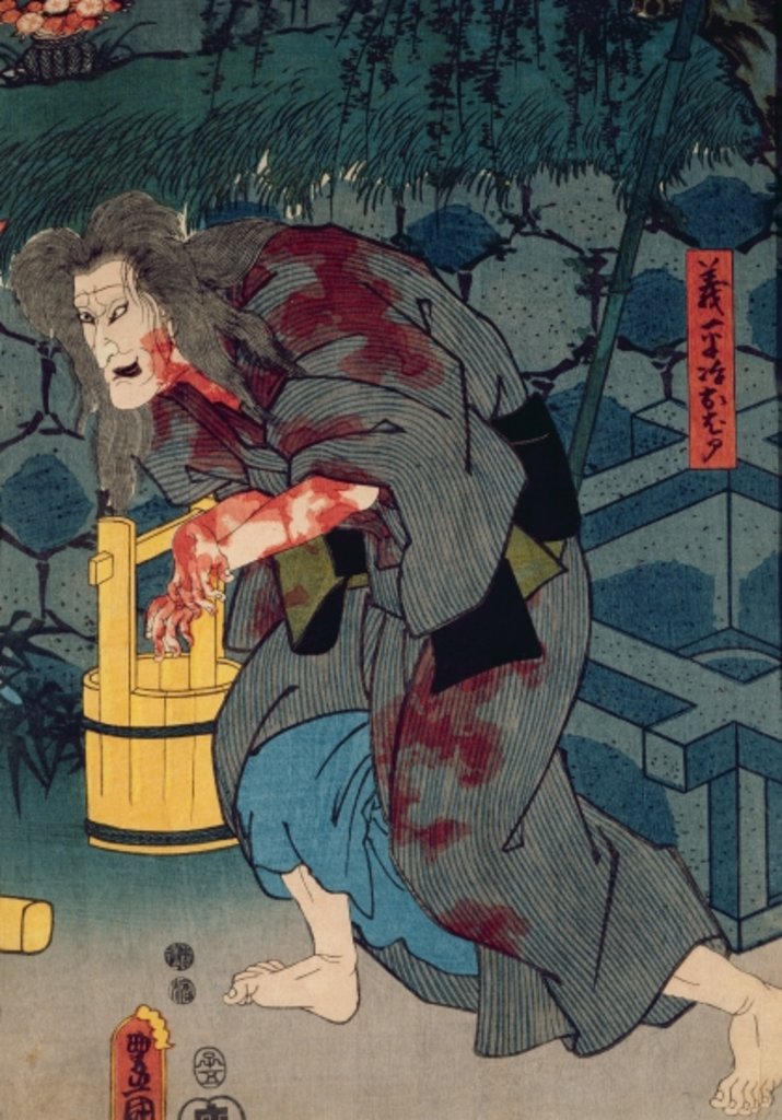 Detail of The blood stained witch - figure from Japanese theatre, 1852 by Utagawa (1786-1865) Kunisada