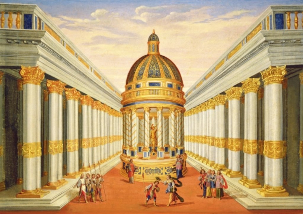 Detail of Act I, scenes VII and VIII: Baccus' Temple by Giacomo Torelli