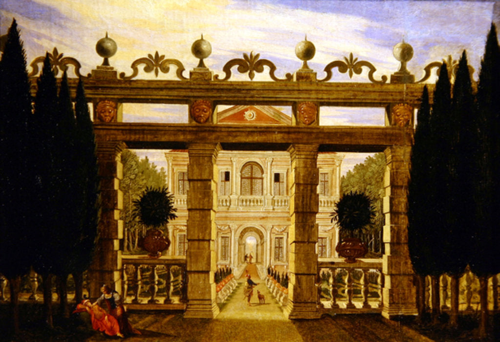 Detail of Act I, scene VII and Act II, scenes I and III by Giacomo Torelli