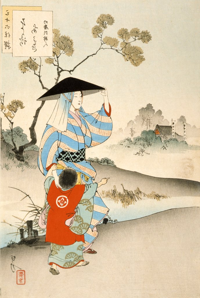 Detail of Woman and child by Ogata Gekko