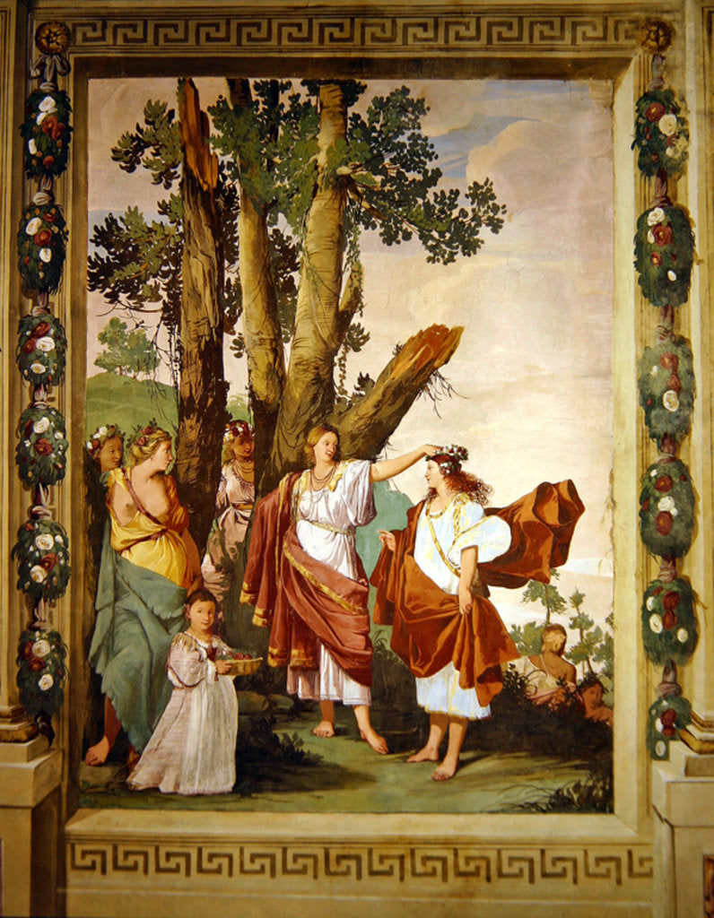 Detail of Crowning of the nymph Amaryllis, winner of the race by Giulio Carpioni