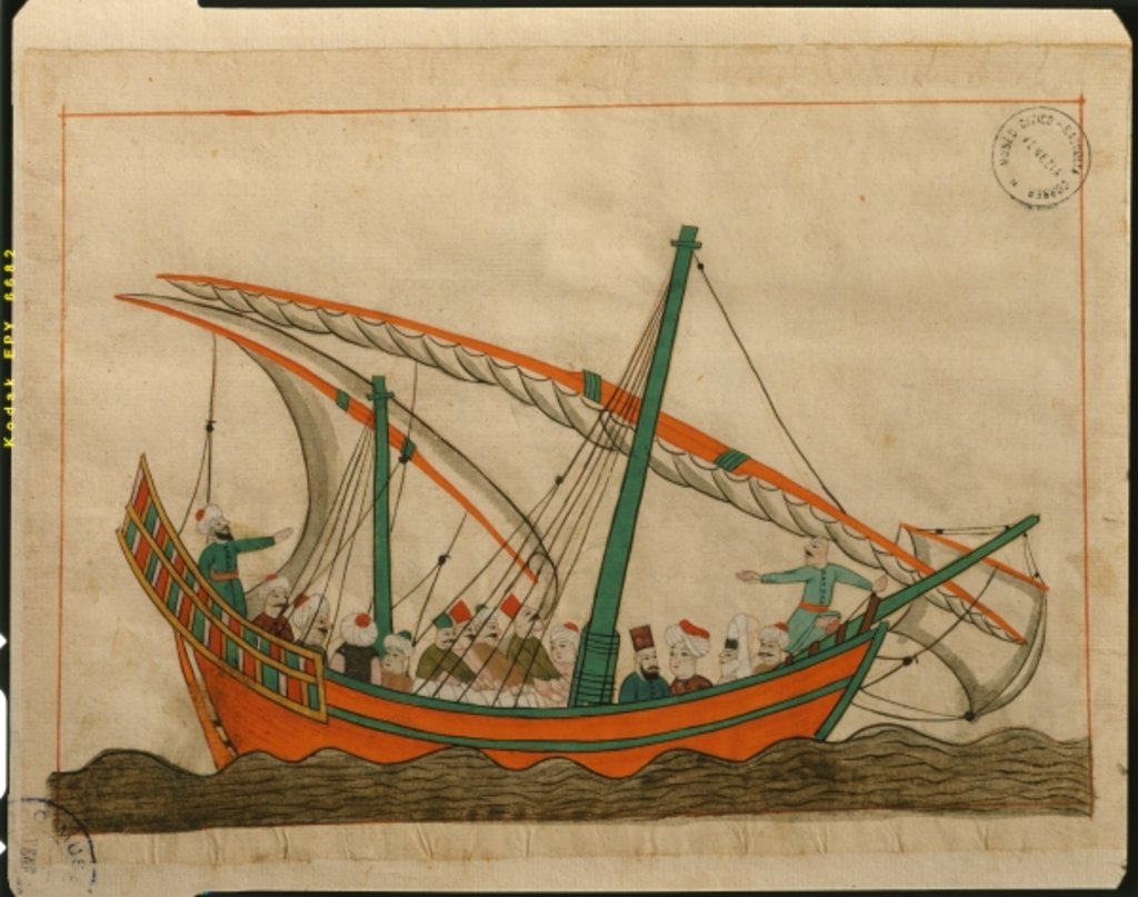Detail of Ms. cicogna 1971, miniature from the 'Memorie Turchesche' depicting a passenger carrying ship by Venetian School