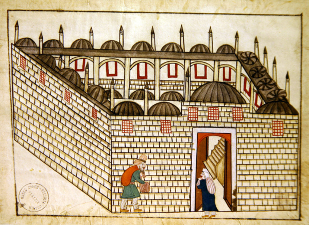 Detail of Miniature from the 'Memorie Turchesche' depicting the summer house reserved for the mother of the Sultan in the Topkapi Palace, Constantinople by Venetian School