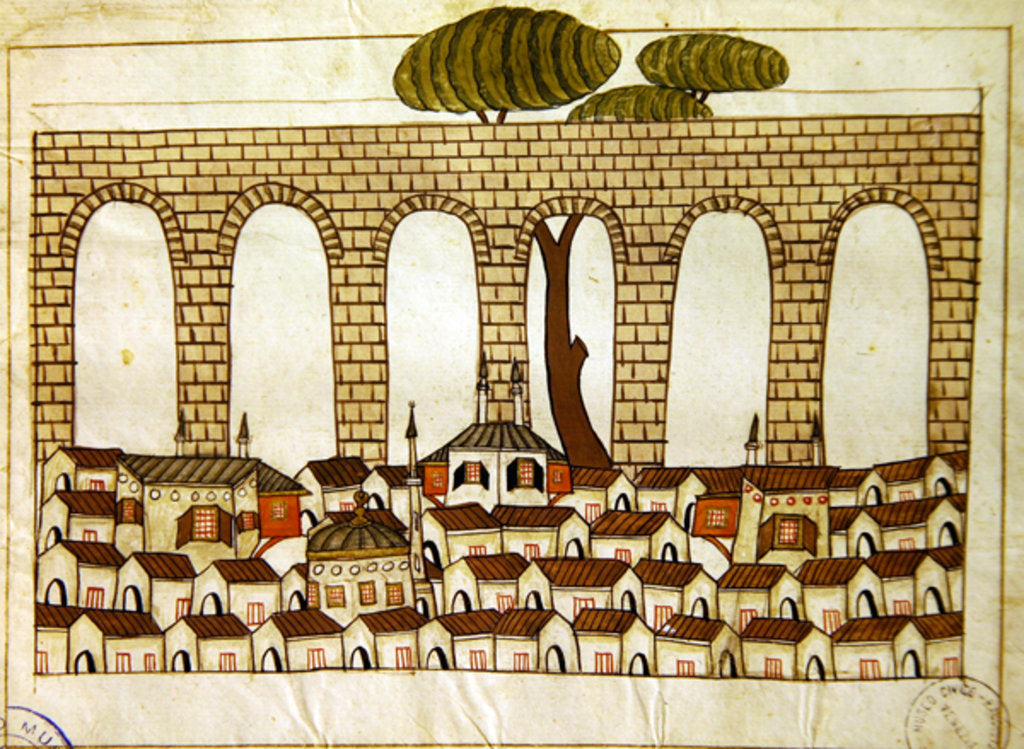 Detail of Ms. cicogna 1971, miniature from the 'Memorie Turchesche' depicting the great aqueduct at Constantinople by Venetian School