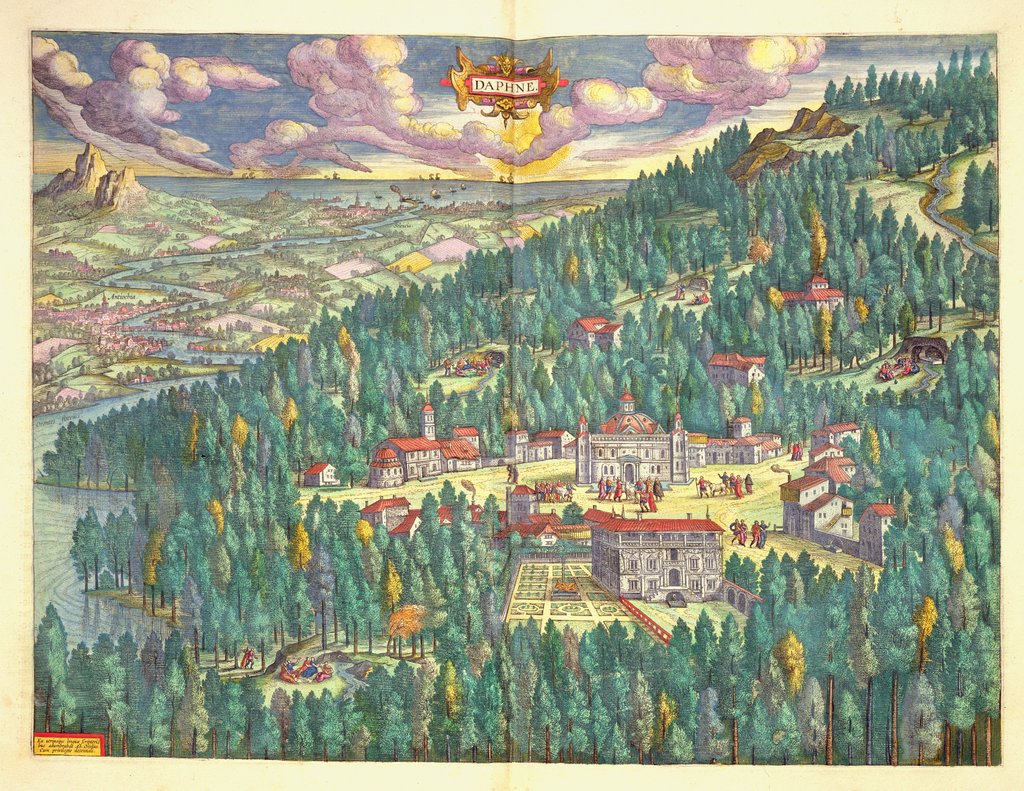 Detail of Antique map of Daphne from the 'Atlas Major', 1662 by Joan Blaeu