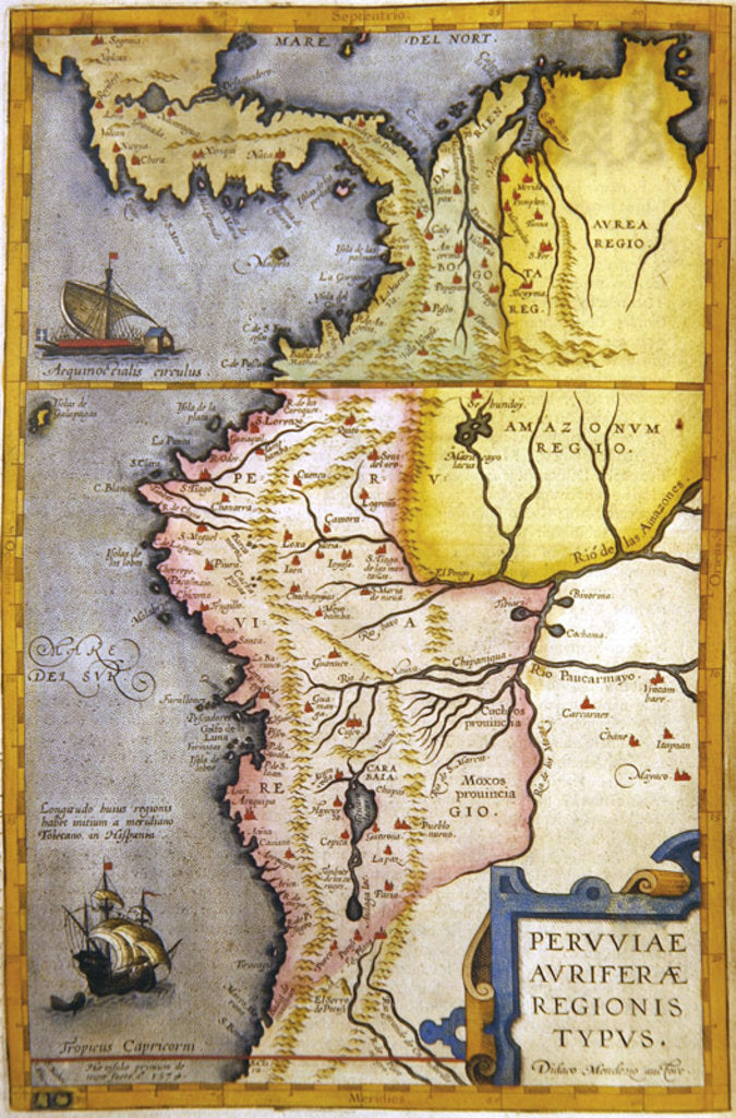 Detail of Map of the gold-bearing regions in Peru by Joan Blaeu