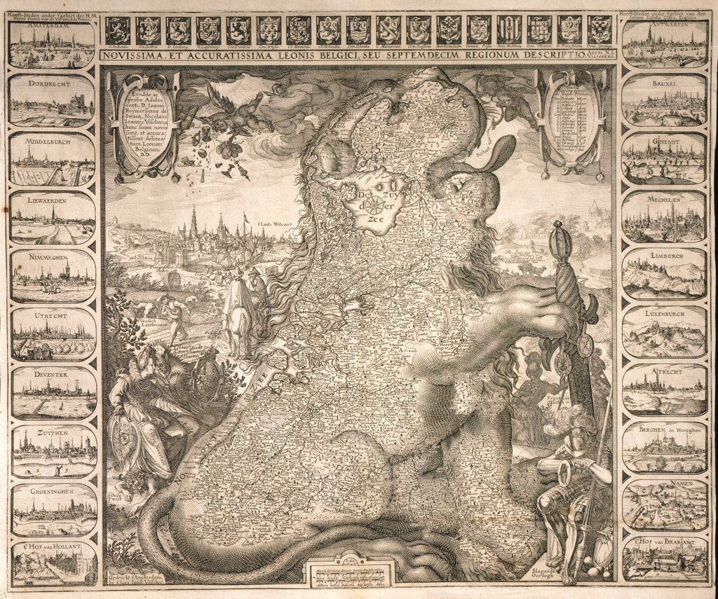 Detail of The seventeen regions of the Belgian lion, c.1583 by Claes Jansz Visscher