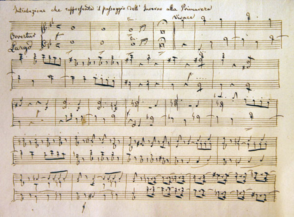 Detail of Ouverture from the score of 'Spring' by Joseph Haydn