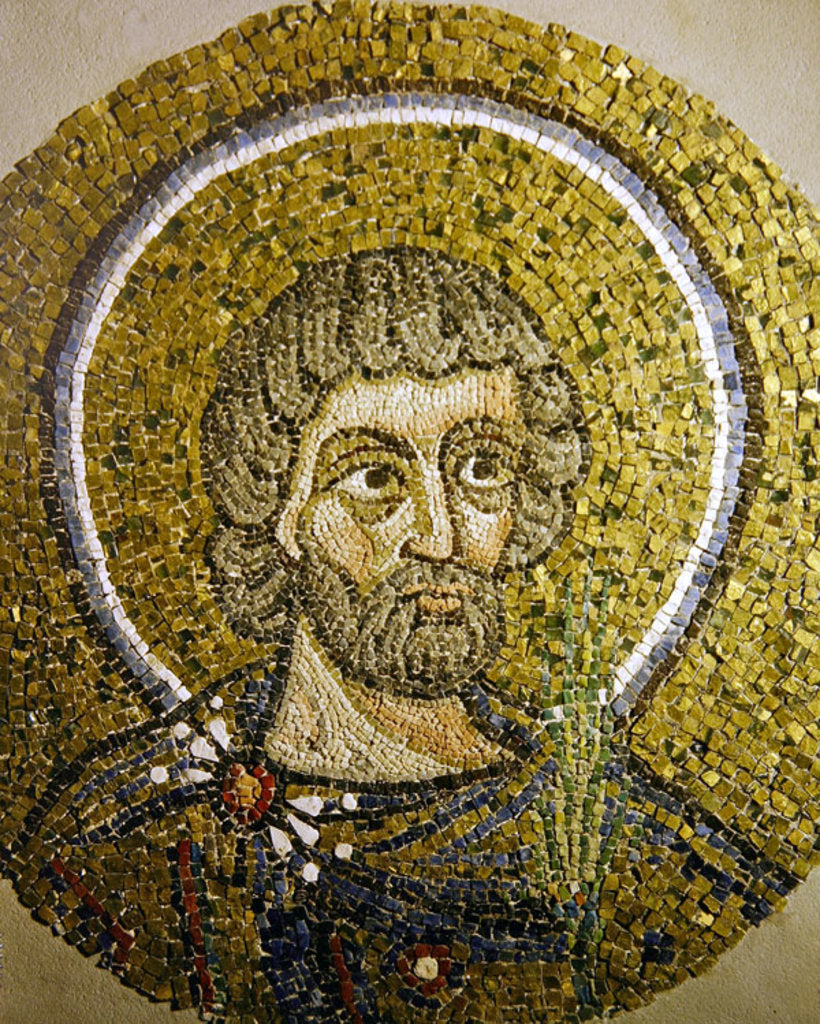 Detail of Saint Barbaziano: Fragment of a mosaic from the Basilica Ursiana, the former Cathedral of Ravenna by Italian School