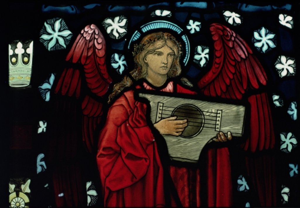 Detail of Detail of the Angel Musician, made by William Morris and Co., 1882 by Edward Coley Burne-Jones