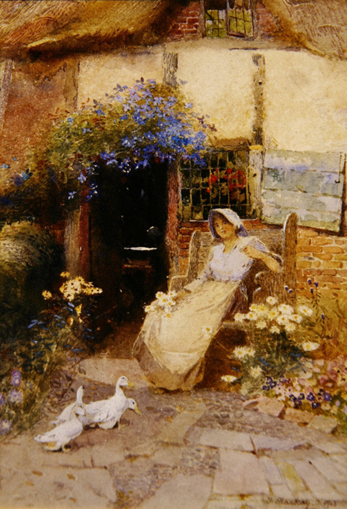 Detail of At the Cottage Door, 1913 by Thomas Mackay